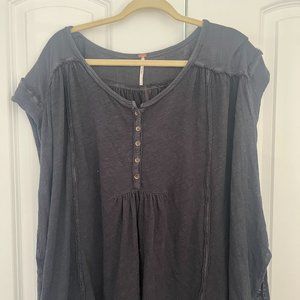 Free People Oversized Black Shirt